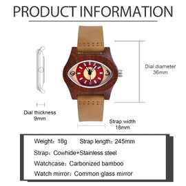 SUPBRO Holzuhren Damen Holzuhr Natur Hölzerne Uhr Analoge Japanisch Quarzwerk Uhren mit Lederband für Damen