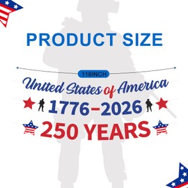 Papiailove 250th Anniversary American Party Decorations Set - 1776-2026 Independence Day Supplies with Glitter Banner, Balloons & Paper Flowers for Patriotic Home Yard Decor