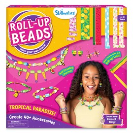 Skillmatics Craft Activity - Roll-up Beads Tropical Paradise DIY Kit, 500+ Charms & Beads, Jewelry Making Kit, Create 40+ Accessories, Gifts for Kids Ages 6, 7, 8, 9, 10, 11, 12, 13