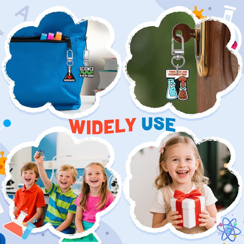 Pabucle Cute Keychains Bulk,30 PCS Different Science Key Chain Accessories