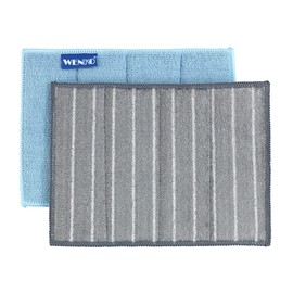 WENKO Miko Microfibre Cleaning Sponge, Set of 2, Universal Dish Sponge, Extra Absorbent Dish Cloths Can Be Used Without Detergents, Each 23 x 0.7 x 17 cm in Grey and Blue