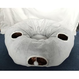 Fayavoo 3 Way Fluffy Cat Tunnel Bed Collapsible Plush Gray Cat Cave with Hanging Balls Washable Tunnel for Indoor Cats Kittens and Rabbits