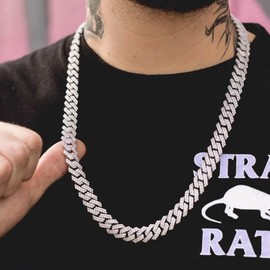 Xikui Cuban Chain Necklaces, Iced Out Miami Bling Diamond Hip Hop Jewelry Silver/Gold Cuban Link Chains for Men Women (18inch, Silver)