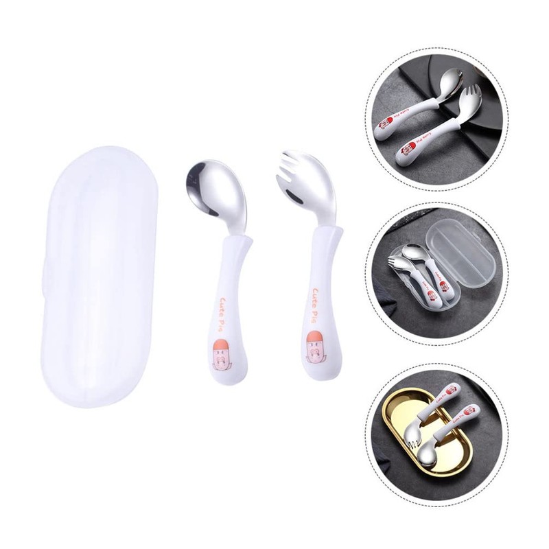 STOBOK 1 Set Toddler Practicing Tableware Baby Spoons Forks Utensils