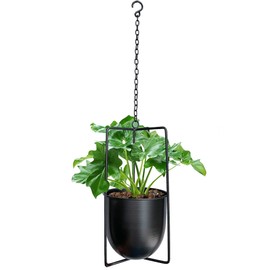 Smaxcn Hanging Hanging Basket, Hanging Decoration Pot, Metal Bolo Hanging Basket, Indoor and Outdoor Use (Black)