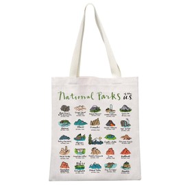 MEIKIUP USA National Parks Tote Bag Nature Lover Gift Outdoor Adventure Mountain Gift Hiker Biker Camper Gift for Her (National Park tote bag)