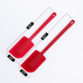 2 Pcs Silicone Scraper Set, Food Grade Rubber Scraper, Upgraded Sturdy Handle Set, Heat Resistant up to 600°F, Suitable for Baking, Scraping, & Mixing, Dishwasher Safe (Red)