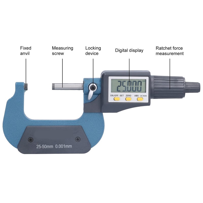 Medidor de Espesor electrónico, micrómetro Digital Precisión de 0,002 mm/0,0001