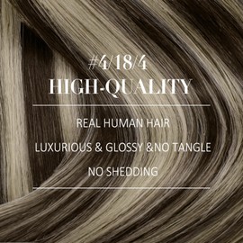 YoungSee Brown Nano Ring Hair Extensions - Real Human Hair Balayage Dark Brown & Ash Blonde Ombre - 22in, 1g/s, 50g