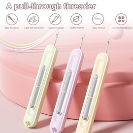 Korsaot Needle Threader - Pack of 3 2-in-1 Threading Aid with Seam Ripper, Retractable Needle Threader for Sewing, Embroidery & Crafts, Perfect for Beginners & Professionals