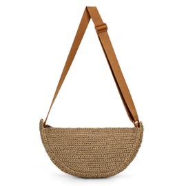 GETERUUV Straw Crossbody Bag Woven Purses for Women 2024 Summer Beach Straw Purse Fashion Handmade Shoulder Bag Crochet Purse (A01-Brown)