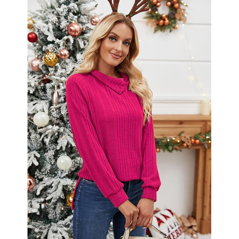 Luranee Womens Long Sleeve Tunic Tops Turtle Neck Sweater Light