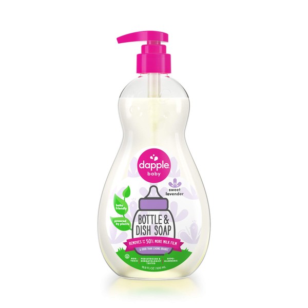DAPPLE Baby Bottle and Dish Liquid, Lavender Dish Soap, Sulfate-Free, Hypoallergenic, 16.9 Fluid Ounces