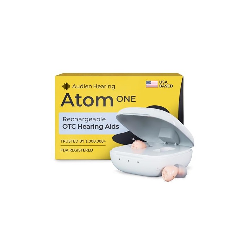 Audien Atom One OTC Hearing Aids - Wireless, Rechargeable, and