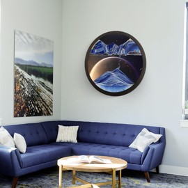 Mtadmai 17.3" Moving Sand Art, 3D Sand Art Pictures Deep Sea Sandscape Living Room Decoration, 360° Rotate, Glass Crafts Solid Wood Frame, Relaxing Mood Home Office Work Wall Art Decor