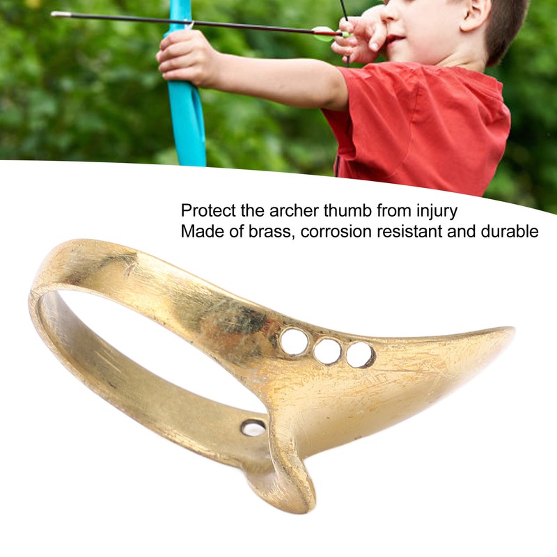 Brass Archery Thumb Ring Portable Finger Protector with Anti Lost