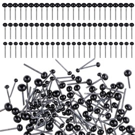 Glass Eyes for Crafts, 150PCS Safety Eyes 2/3/4mm Black Beans Needle Type Glass Eye Doll Eyeballs Small Ball Craft Eye for DIY Bear Plush Animal Puppet Needle Felting Dolls Sewing Crafts