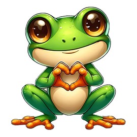 2 PCS Cute Frog Heart Pattern Vinyl Car Sticker, Decorative Decal for Laptop, Motorcycle, Suitcase, Window, Wall,A-61