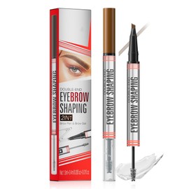 Eyebrow Pencil, 2-in-1 Liquid Eyebrow Pen and Sealing Brow Gel, Brow Pen with Micro-Fork Tip, Smudgeproof Long Lasting Fine Sketch Pen (01# Light Brown)