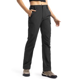 Moosehill Women's Hiking Cargo Pants Lightweight Work Travel Pants Quick Dry Casual Summer Pants for Women with 5 Pockets (Black,10)