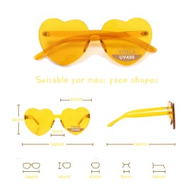Yoela Heart Thick Oversized Rimless Sunglasses Transparent Heart Shape Eyewear Colorful Glasses Party Favors