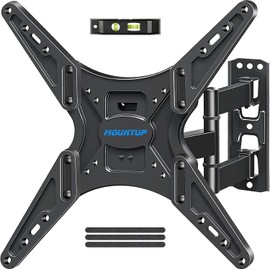 MOUNTUP TV Wall Mount Full Motion Tilting TV Mount Bracket for Most 26-55 Inch Flat Curved TVs with Swivels Articulating Arms Max VESA 400X400mm and 88lbs Fits Single Stud MU0014