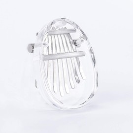 TREELF Acrylic Thumb Piano Crystal Transparent Kalimba Instrument 8 Keys Mini Thumb Piano (Oval)