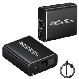Gigabit Fiber Media Converter - A Pair of Bidi Single-Mode Fiber-Optic Transceiver SC to RJ45 Port, 20Km Transmission, 1000Mbps Fiber to Ethernet Converter for Network SOC Video Security VSaaS PSIM