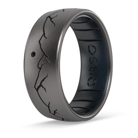 Enso Rings Etched Classic Silicone Rings - Comfortable and Flexible Design - 8mm Wide, 2.16 Thick - Daybreak - Platinum/Black Pearl - Size 5