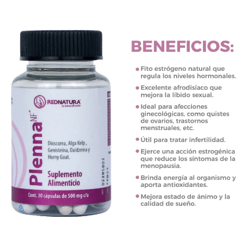 Red Natura Plenna Suplemento Para Mujeres 30 Cap 500mg Sabor