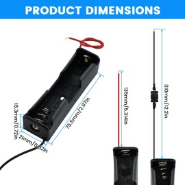 SDTC Tech 2-Pack 3.7V 18650 Battery Holder with Extend Button Switch Wire Leads Single Slot Battery Case Box for Arduino Project Electronic Circuit