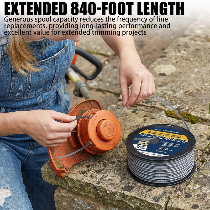 ZTTM Professional Grade Copolymer String Trimmer Line, Orange/Gray 0.095-Inch Diameter,
