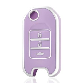 OFF WE GO Car Key Cover Case Key Fob Fit for Honda GREIZ Civic City XRV Vezel Civic CR-V HR-V Accord Jade Crider Odyssey Car Key Shell Car Key Protective Fob Key Holder Box, Purple Silver
