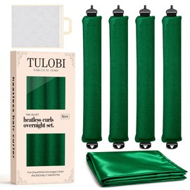 Heatless Curls Overnight, 4PCS Jumbo Velvet Curling Rods, Green
