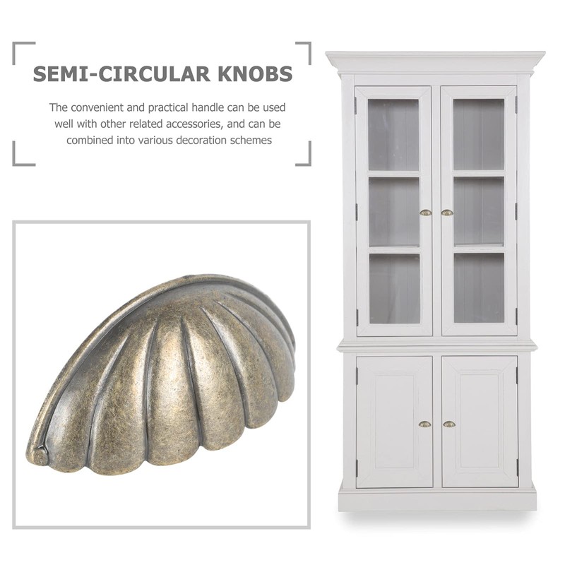 Cabilock 6Pcs Shell Furniture Pulls Antique Drawer Knobs Cup Decorative