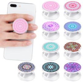 Honoson 9 Pieces Cell Phone Grip Holder Collapsible Holder Colorful Self-Adhesive Finger Ring Sublimation for Smartphone and Tablets(Mandala Style)