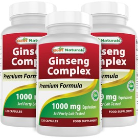 Best Naturals Ginseng Complex 1000 mg 120 Capsules (120 Count (Pack of 3))