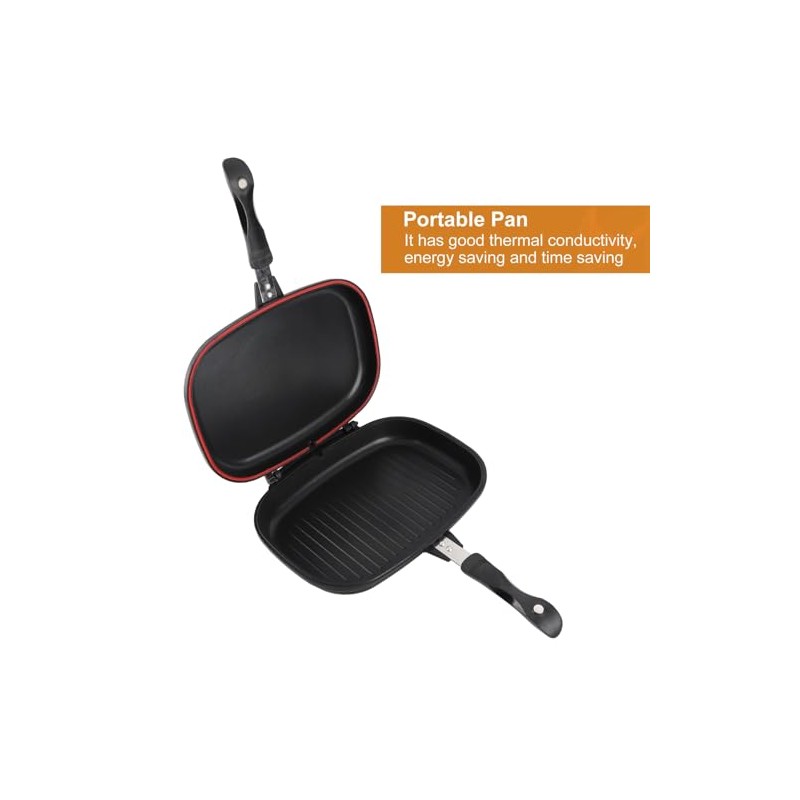 CHICIRIS Double Sided Frying Pan, Aluminum Grill Pan for Kitchen,