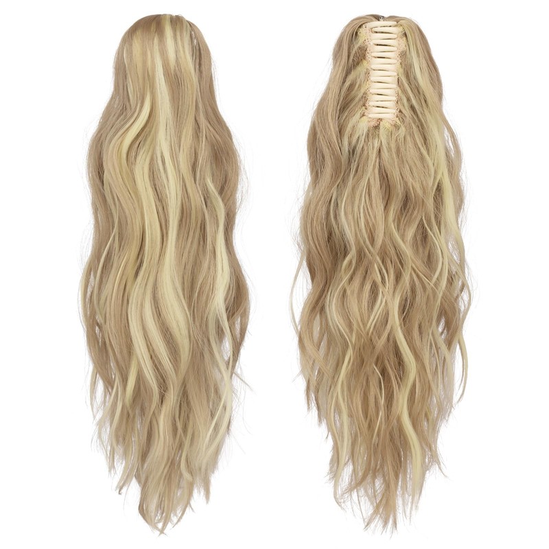 FESHFEN Wavy Ponytail Hairpiece with Clip, 50 cm Ponytail Braid