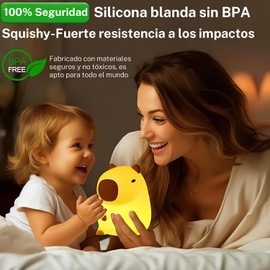 Capybara Salamandra NiñOs Dormitorio Luz de Noche, Siete Colores y 3 Niveles de Brillo Apagado Automático, LED Recargable de Silicona Suave Luz TáCtil Para el Dormitorio, Sala de Estar