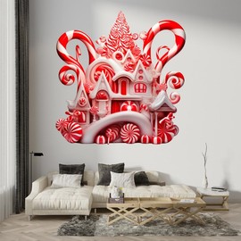 Candy Cane Decals Peel & Stick - Wall Vinyl Stickers - Christmas Festive Sweets Winter Swirl Cartoon Colorful Silhouette - Car Window Truck Laptop Tumbler - Boys Girls Kids Room Bedroom DWSVG23463