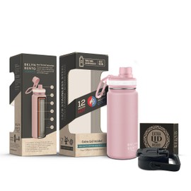 Water Bottle Stainless Steel Double Wall with 3 Leak-Proof Lids - Chug, Straw & Coffee Lid | Keeps Drinks Cold for 24 Hours and Hot for 12 Hours | BPA-Free Wide Mouth Metal Vacuum Flask (Pink (16oz))
