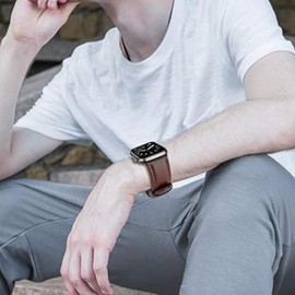 Lamshaw Compatible with ITouch Air 4 Bands, 24mm Leather Silicone Breathable Replacement Smartwatch Strap Wristband Compatible for ITOUCH AIR 4 41mm / 46mm / Air 3 44mm Smartwatch (Coffee)