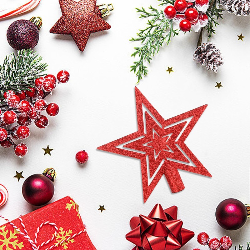 SULOLI Glitter Star Christmas Tree Topper Decoration Shatterproof Star Treetop