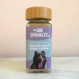 DogSprinkles Chicken Meat Food Topper for Fussy Dogs - All Natural, Hydrolysed Appetite Stimulant for Picky Eaters with Glass Sprinkler Jar