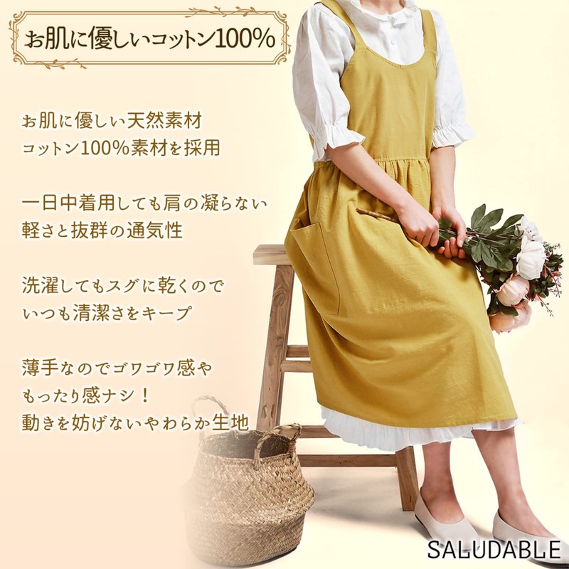SALUDABLE Nordic Style Apron, Stylish and Cute Dress, H-Shaped, Simple,