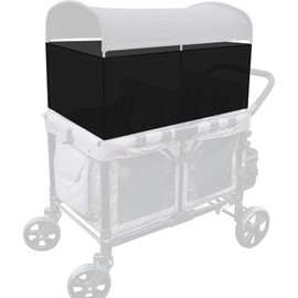 LUAATT 4-Sided Breathable Sunshade Fence Canopy Compatible for Wonderfold W4/W2 Wagon Stroller,Lightweight Cotton Sunshade Net (Black)