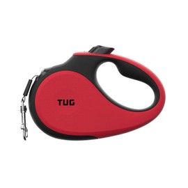 TUG 360° Tangle-Free Retractable Dog Leash with Anti-Slip Handle | 16 ft Strong Nylon Tape | One-Handed Brake, Pause, Lock (Large, Red)