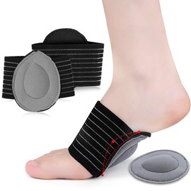 AFCJLTO Fußgewölbebandage, 2 Teilige Mittelfußbandage Verstellbare Plantarfasziitis Bandage Mittelfußbandage für Männer und Frauen zur Linderung von Plantarfasziitis und Fußgewölbeschmerzen(grau)