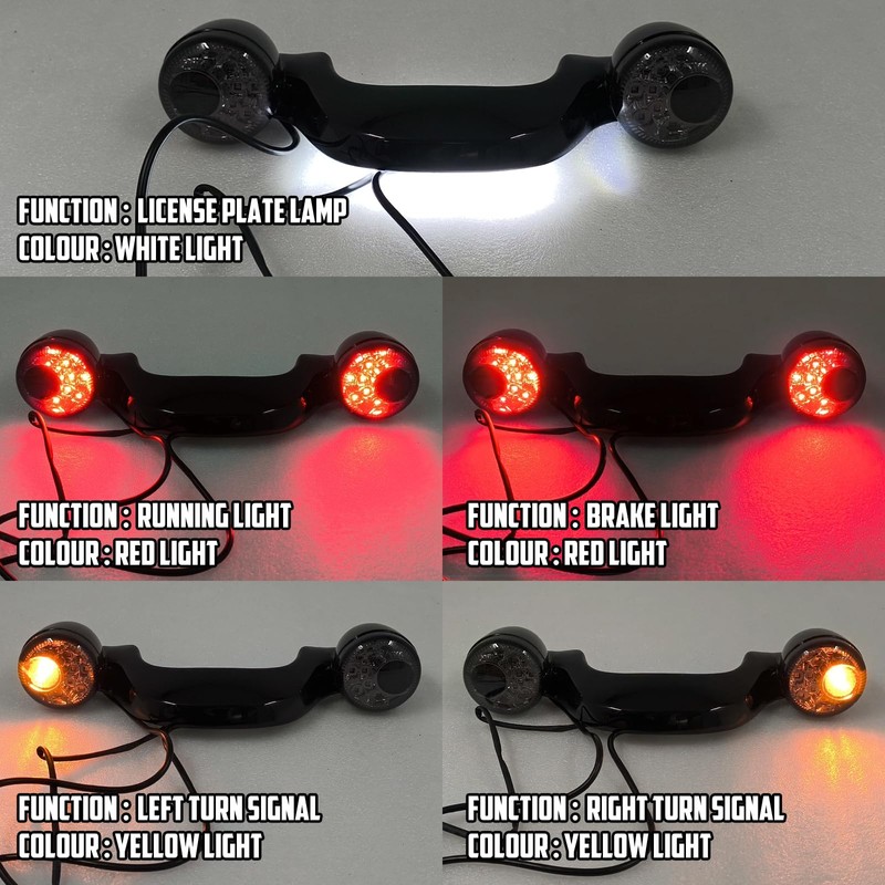 HDBUBALUS Motorcycle Integrated Turn Signals Brake Light Running Lamp Down